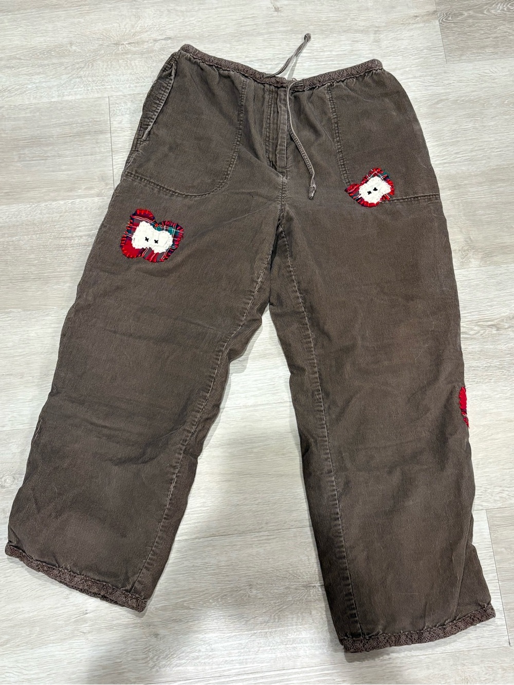 J. Jill Brown Corduroy with Red Plaid Apple Details